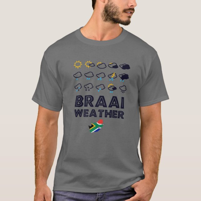 Camiseta Braai Weather Engraçado CHURRASCO Familiar África  (Frente)