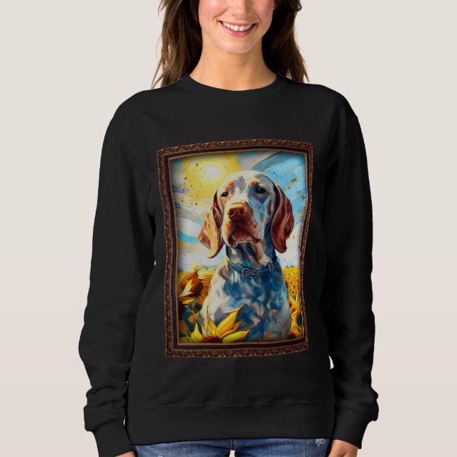 Camiseta Bracco Italiano Painting Sunflower Flower Mom Wome (Frente)