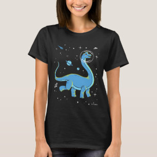 Camiseta Brachiosaurus azul Dinos no espaço