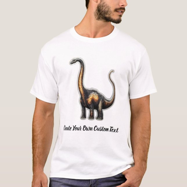 Camiseta Brachiosaurus Dinossauro Crie Seu Próprio Texto Pe (Frente)