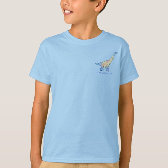 Camiseta Brachiosaurus Engraçado Slogan Adicione Seu Nome D (Frente)