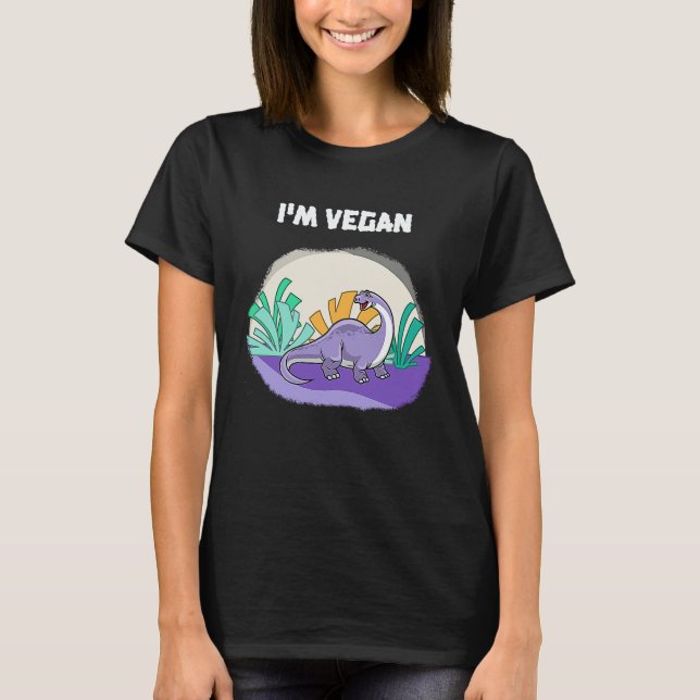 Camiseta Brachiosaurus  & Vegan Dinossauro Fofo (Frente)