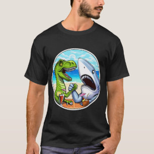 Camiseta Braço de Ferro de Tubarão Dinossauro T-Rex