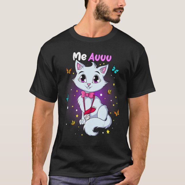 Camiseta Braço Quebrado Para Crianças Gato Com Braço Quebra (Frente)