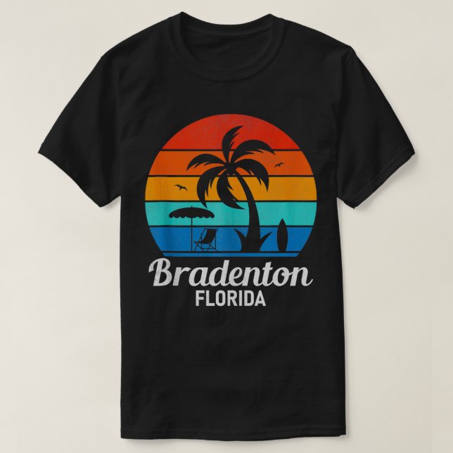 Camiseta Bradenton Beach Palm Tree Vintage Sunset S (Frente do Design)