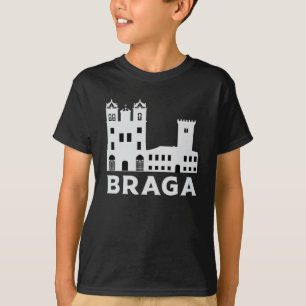 Camiseta Braga Portugal, Cidade do Skyline Cityscape Engra