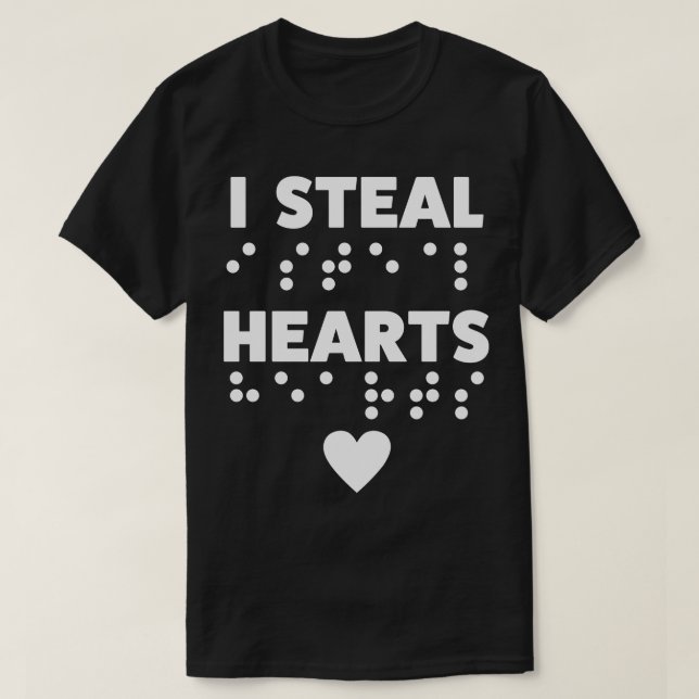 Camiseta Braille Cega Dia de os namorados Visualmente Impar (Frente do Design)
