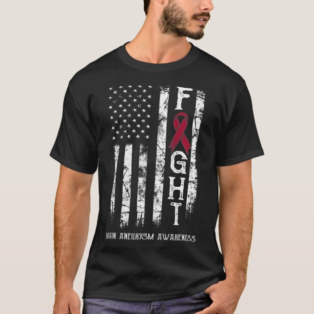 Camiseta Brain Aneurysm Warrior EUA Flag (Frente)
