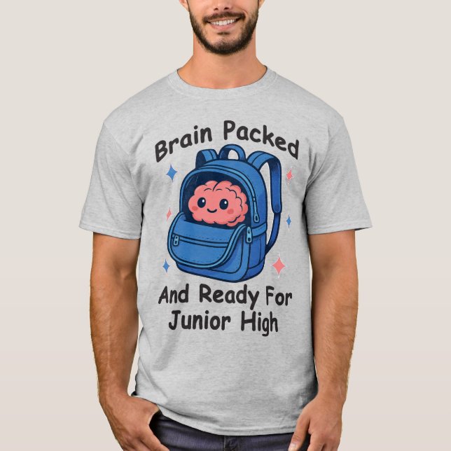 Camiseta “Brain Packed and Ready For Junior High” Brain Pun (Frente)
