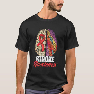 Camiseta Brain Stroke Survivor Red Ribbon Stroke Awareness