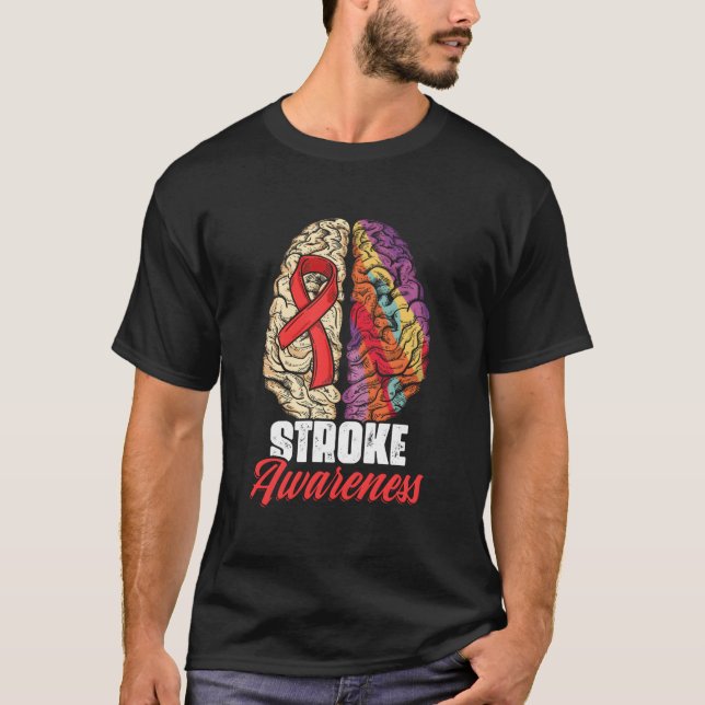 Camiseta Brain Stroke Survivor Red Ribbon Stroke Awareness (Frente)
