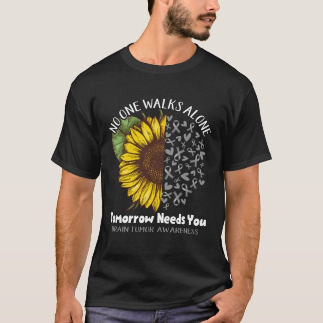 Camiseta Brain Tumor Awareness NO ONE WALKS ALONE TOMORROW  (Frente)