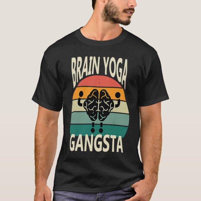 Camiseta Brain Yoga Gangsta Gangster Spiritual Retro  Vinta (Frente)