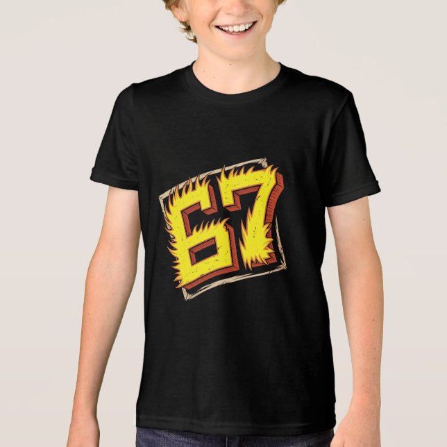 Camiseta Brainrot 67: Número em Chamas (Frente)