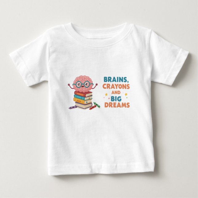 Camiseta Brains Crayons and Big Dreams Toddler Tee (Frente)