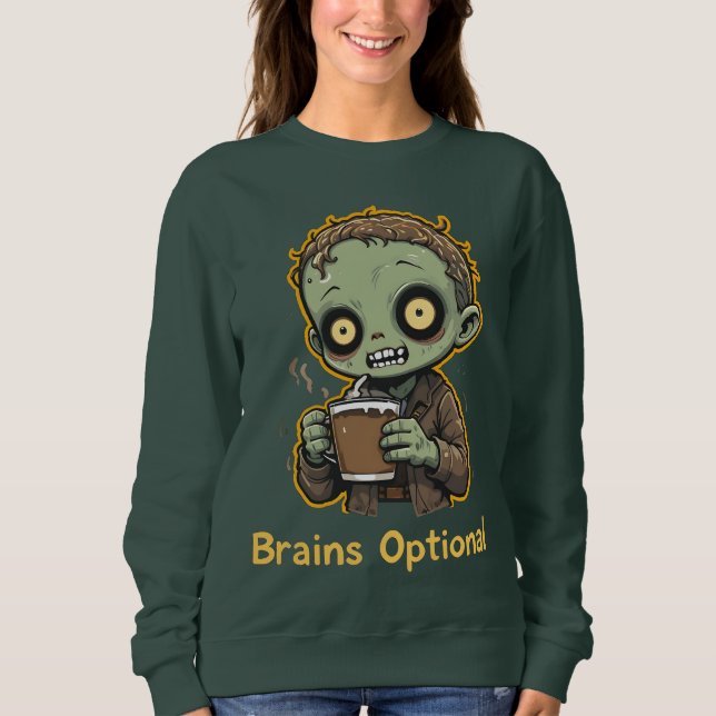 Camiseta Brains Optional Zombie Coffee Funny Cute Undead  (Frente)