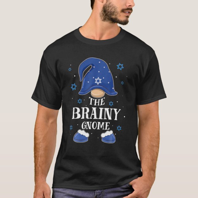 Camiseta Brainy Gnome Hanukkah Jewish Matching Family Xmas (Frente)