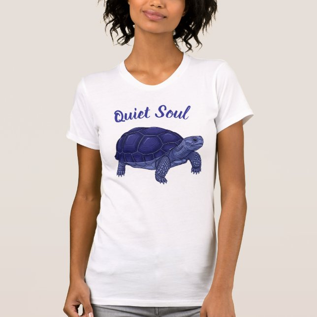 Camiseta Branca Artística Tartaruga Azul (Frente)