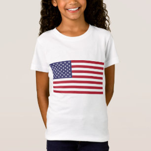 Camiseta branca azul-vermelha de bandeira dos EUA