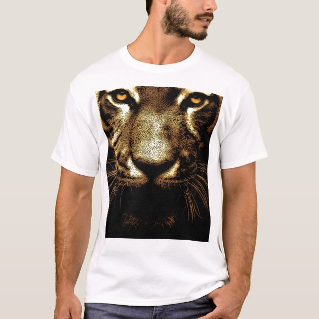 Camiseta Branca Básica de Olhos-de-Tigre (Frente)