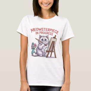 Camiseta Branca, Branca, Pintura De Gato Persa Engraçada