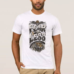 Camiseta Branca Casual Motivação Tigre Mentalidade