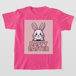 Camiseta Branca Coelho Feliz Páscoa Rosa Fofa