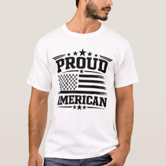 Camiseta Branca com Bandeira dos EUA Proud America