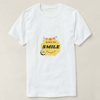 camiseta branca com design faça-me sorrir