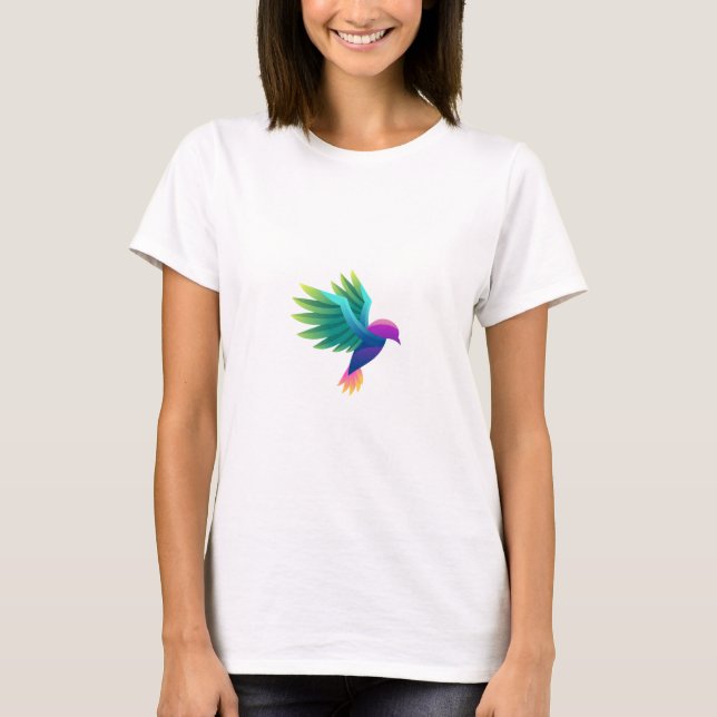 Camiseta branca com gráfico colorido (Frente)