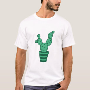 Camiseta Branca com Gráfico de Cartoons de Cacto C