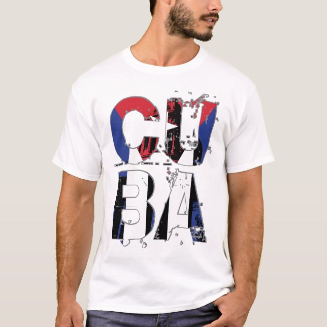 Camiseta Branca com Gráfico de Texto Abstrato da B (Frente)