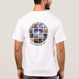Camiseta branca com logotipo redondo de 2 lados do