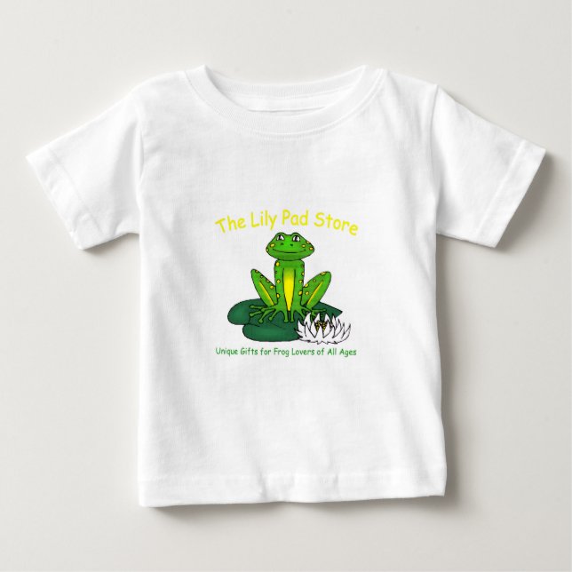 Camiseta Branca com Sapo de Bebê em Folha de Nenúf (Frente)