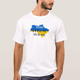 Camiseta Branca com Sobreposição das Cores da Ucrâ
