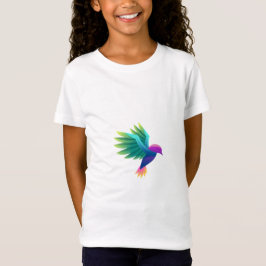 Camiseta branca com um gráfico colorido