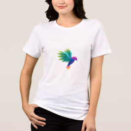 Camiseta branca com um gráfico colorido