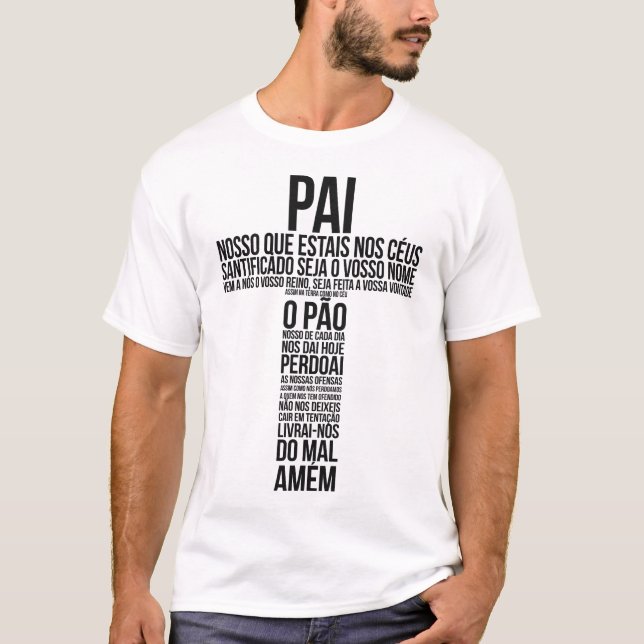 Camiseta branca - Cruz/Pai Nosso (Frente)