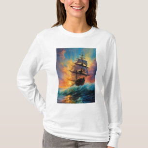 Camiseta branca de algodão com manga de cheio