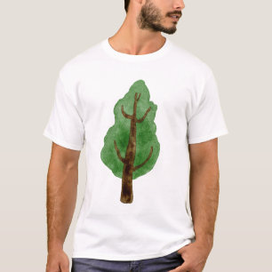 Camiseta Branca de Árvore de Pinheiro Clássica Mas