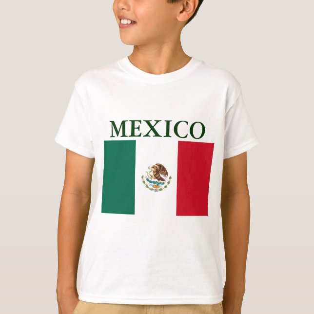 Camiseta Branca de Bandeiras do México (Frente)