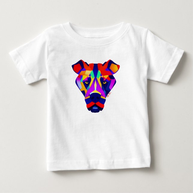 Camiseta branca de bebé do cão de Alexander (Frente)