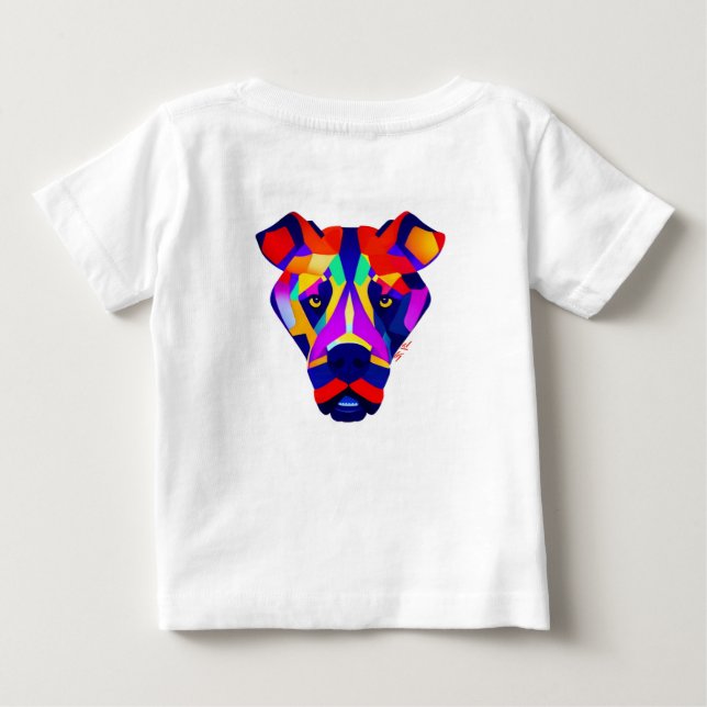 Camiseta branca de bebé do cão de Alexander verso (Verso)