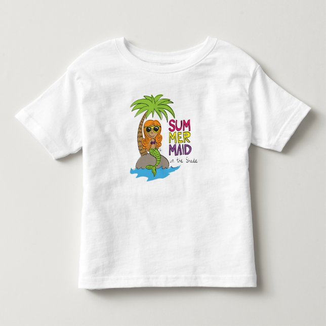 Camiseta Branca de Bebê Fofa de Sereia de Verão (Frente)