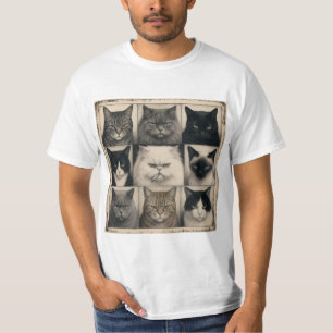 Camiseta branca de gato old school