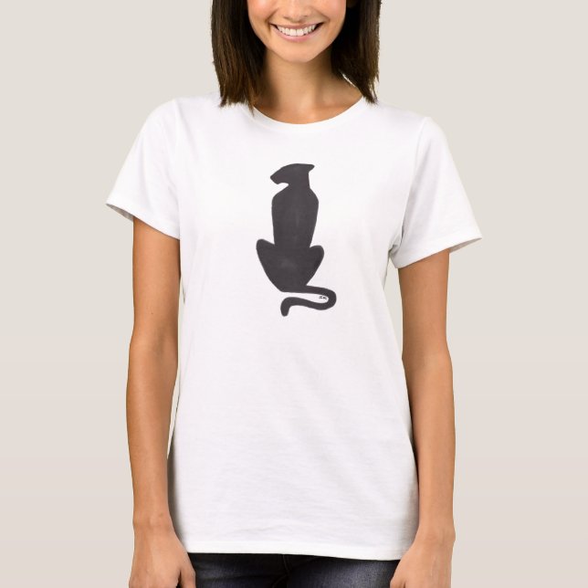 Camiseta branca de Gato Preto Silhouette (Frente)
