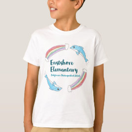 Camiseta Branca de Golfinho-Arco-Íris