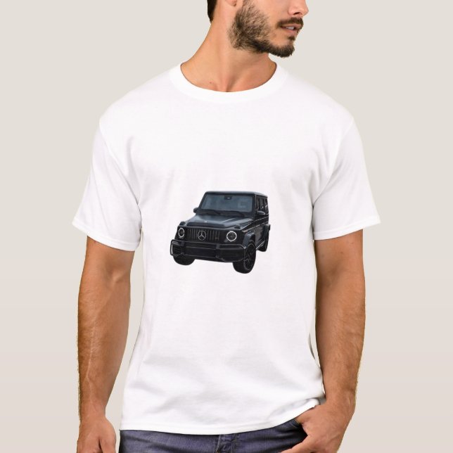 Camiseta branca de homem com Impressão de carro da (Frente)