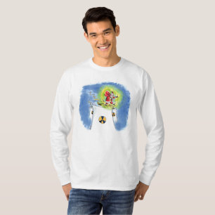 Camiseta branca de manga comprida do Papai Noel