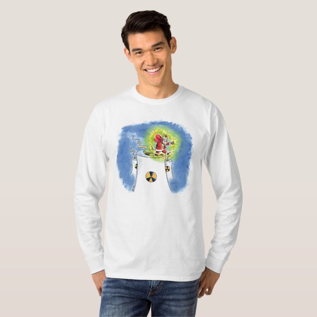 Camiseta branca de manga comprida do Papai Noel (Frente Completa)